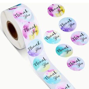 500 Thank You Stickers Rainbow Colors NIB